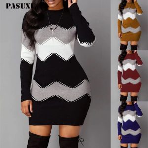 Vestido Corto Manga Larga para otoño Ajustado
