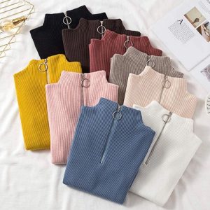 Sueter Dama Zipper en Cuello Ajustado al Cuerpo