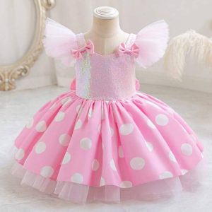 Vestido de Niña con Lunares y Detalle en Manga