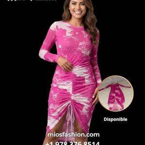 Vestido Rosa Estampado de Dama Casual